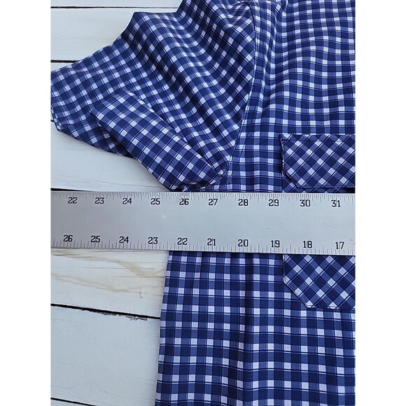 RACKS & REELS Button Up Shirt UPF 50 LENS CLOTH Men Sz M Blue Plaid Shrt Sleeve - Picture 6 of 7